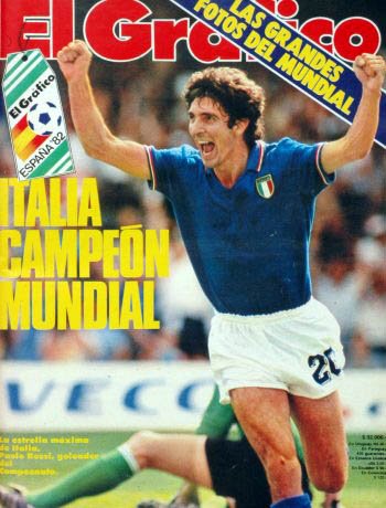 Rossi celebrando su gol en la final del Bernabéu contra Alemania Federal.