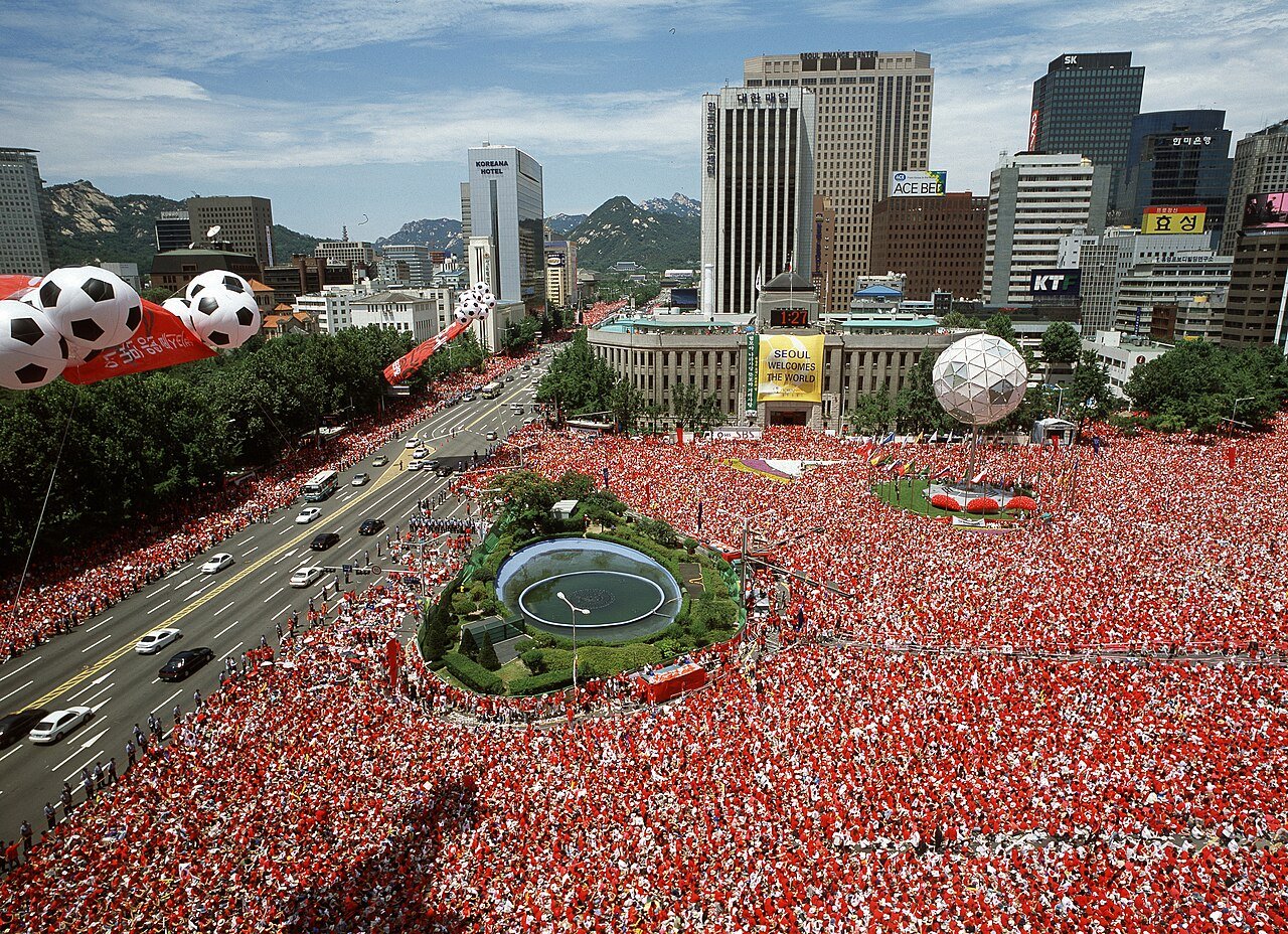 La plaza de Seúl durante el Mundial de 2002